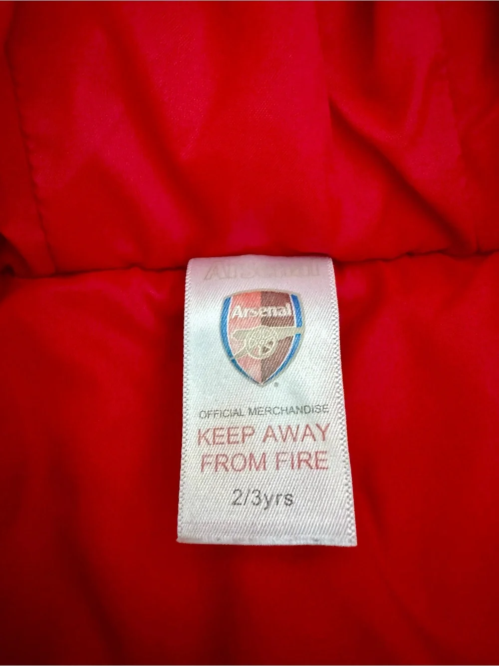 Arsenal Kids Red Puffer Jacket with Hood  - size 2T-3T